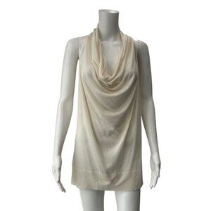 $995 NWT Urban Zen Ivory Layered Deep Cowl Neck Tank Top Cashmere Blouse sz M/L
